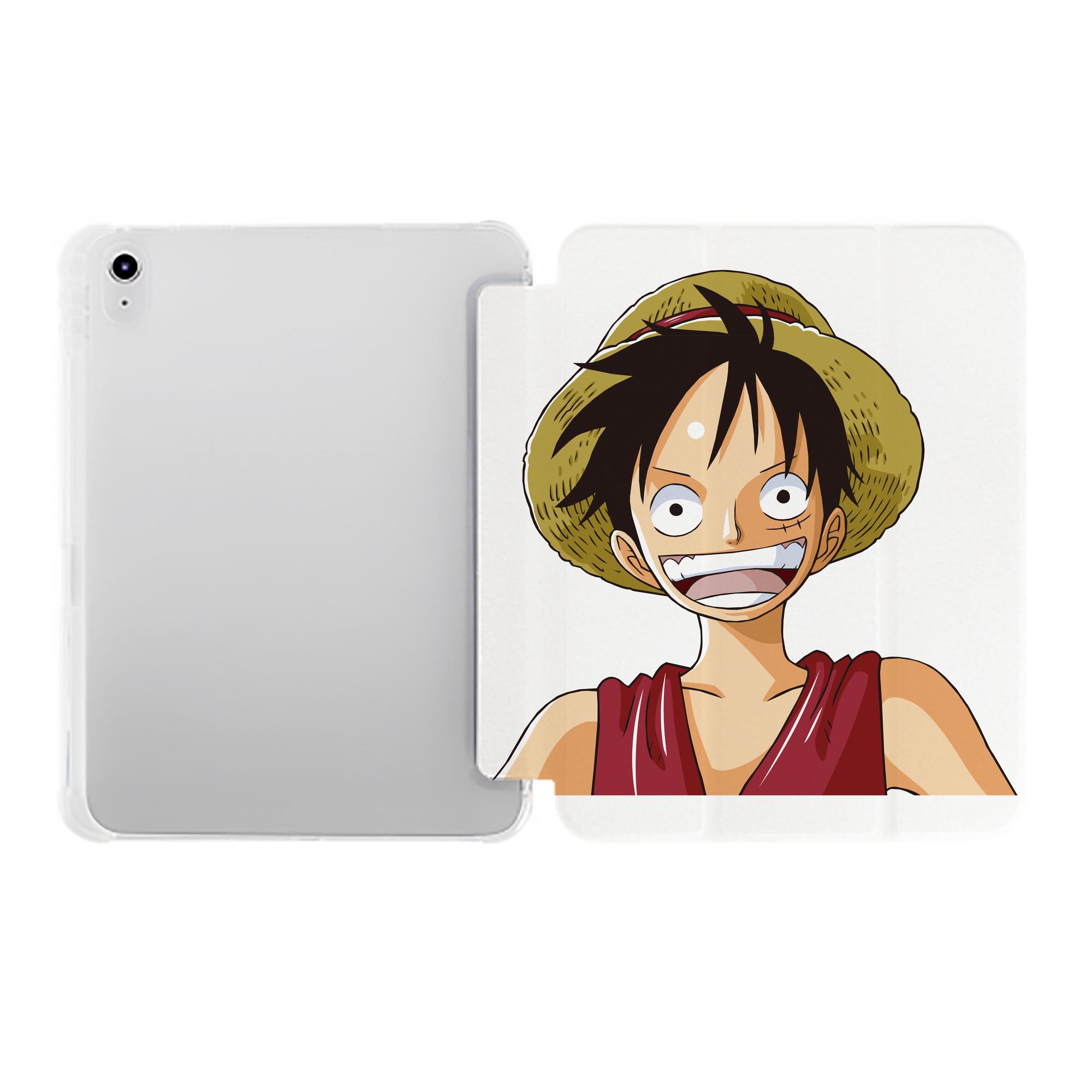 （画像用） ワンピース モンキー・D・ルフィ ONE PIECE Monkey D. Luffy IPad ケース ペン収納付き 三つ折りスタンド PUレザー×シリコン 対応機種9.5/10.5/10.9インチ